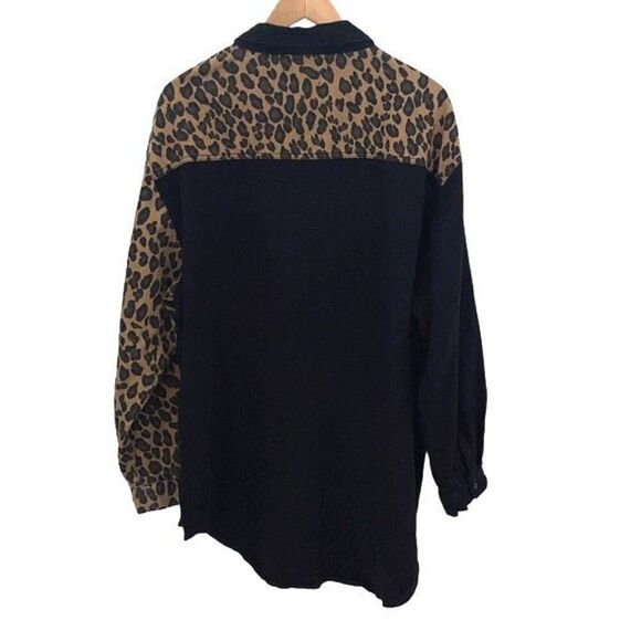 Missguided Womens Plus Size Leopard‎ Oversized Denim Shirt Black Size 16 NWT - Picture 5 of 10